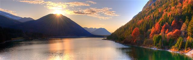 3840x1200 Autumn Season - water iPhone Panoramic Wallpaper