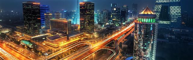 3840x1200 Beijing At Night China - city iPhone Panoramic Wallpaper