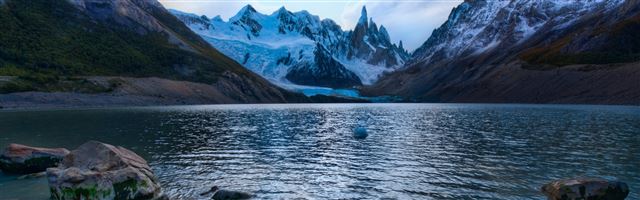 3840x1200 Cold Mountain Lake In Argentina - water iPhone Panoramic Wallpaper