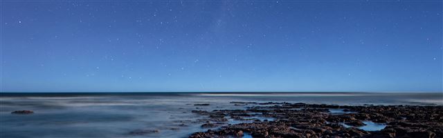3840x1200 Ocean at night - beach iPhone Panoramic Wallpaper