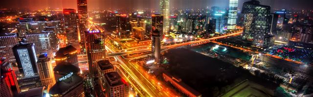 3840x1200 Downtown Beijing After Rain - city iPhone Panoramic Wallpaper