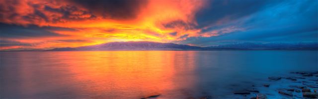 3840x1200 Utah lake sunset - sky iPhone Panoramic Wallpaper