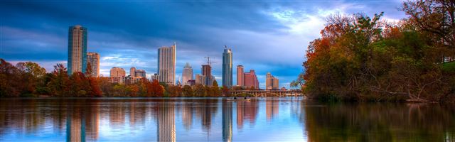 3840x1200 City reflected in the water - water iPhone Panoramic Wallpaper