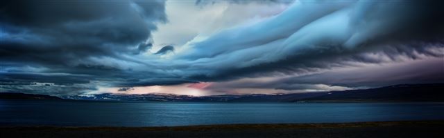 3840x1200 Stormy Clouds - water iPhone Panoramic Wallpaper