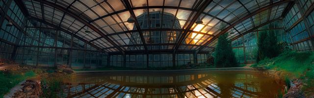 3840x1200 Armenia Yerevan Botanical Garden - water iPhone Panoramic Wallpaper