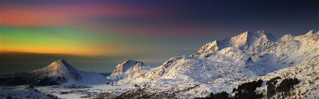 3840x1200 Winter Morning In The Mountains - sky iPhone Panoramic Wallpaper