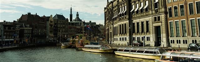 3840x1200 Rokin Amsterdam - water iPhone Panoramic Wallpaper