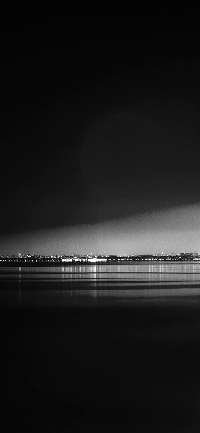 1125x2436 Lake City View Night Dark Nature Awesome Bw -  iPhone 11 Wallpaper
