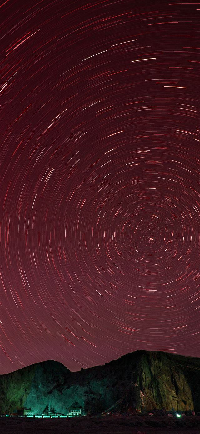 1125x2436 Sky Star Round Night Red Dark Nature Mountain -  iPhone 11 Wallpaper