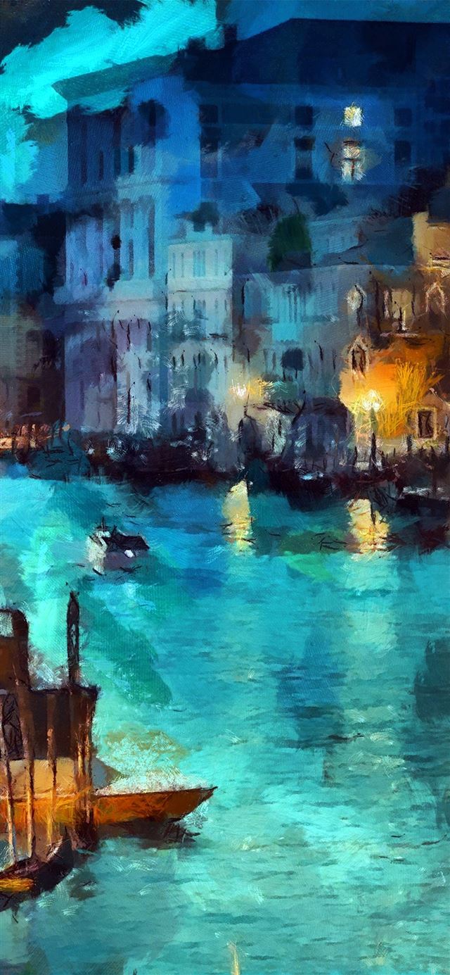 1125x2436 Water lake night blue -  iPhone 11 Wallpaper