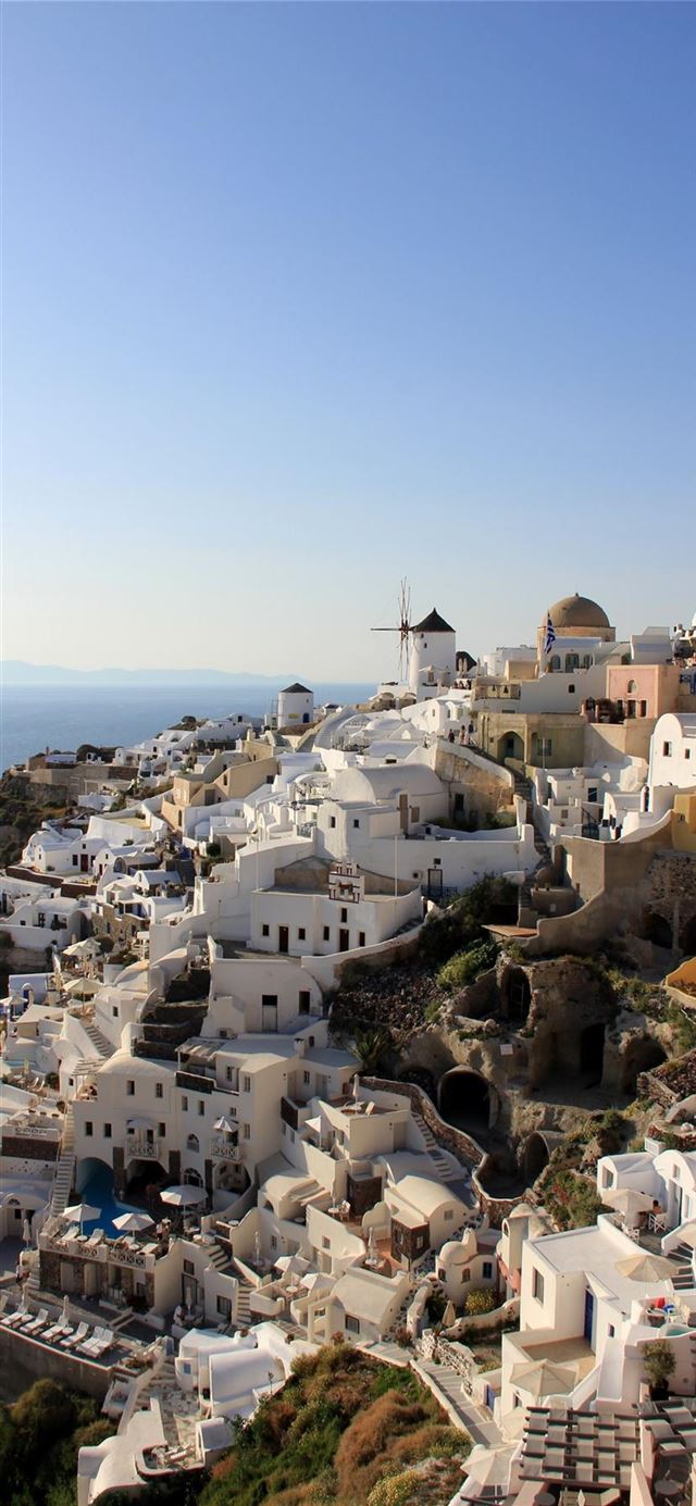 1125x2436 Calm at Santorini - architecture iPhone 11 Wallpaper