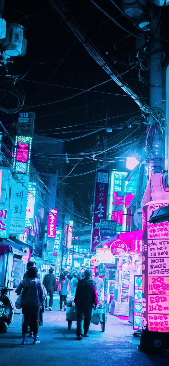 1125x2436 Seoul - night photography iPhone 11 Wallpaper