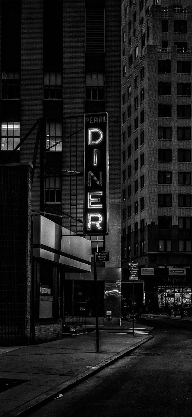 1125x2436 diner sign financial district - building iPhone 11 Wallpaper