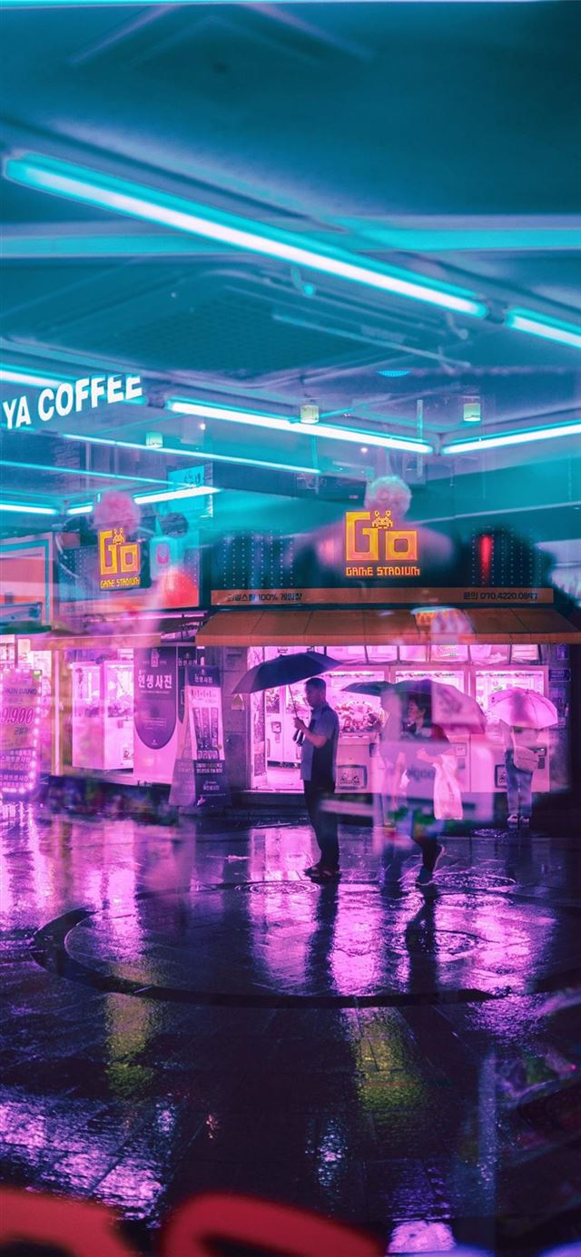 1125x2436 Seoul Streets - neon iPhone 11 Wallpaper