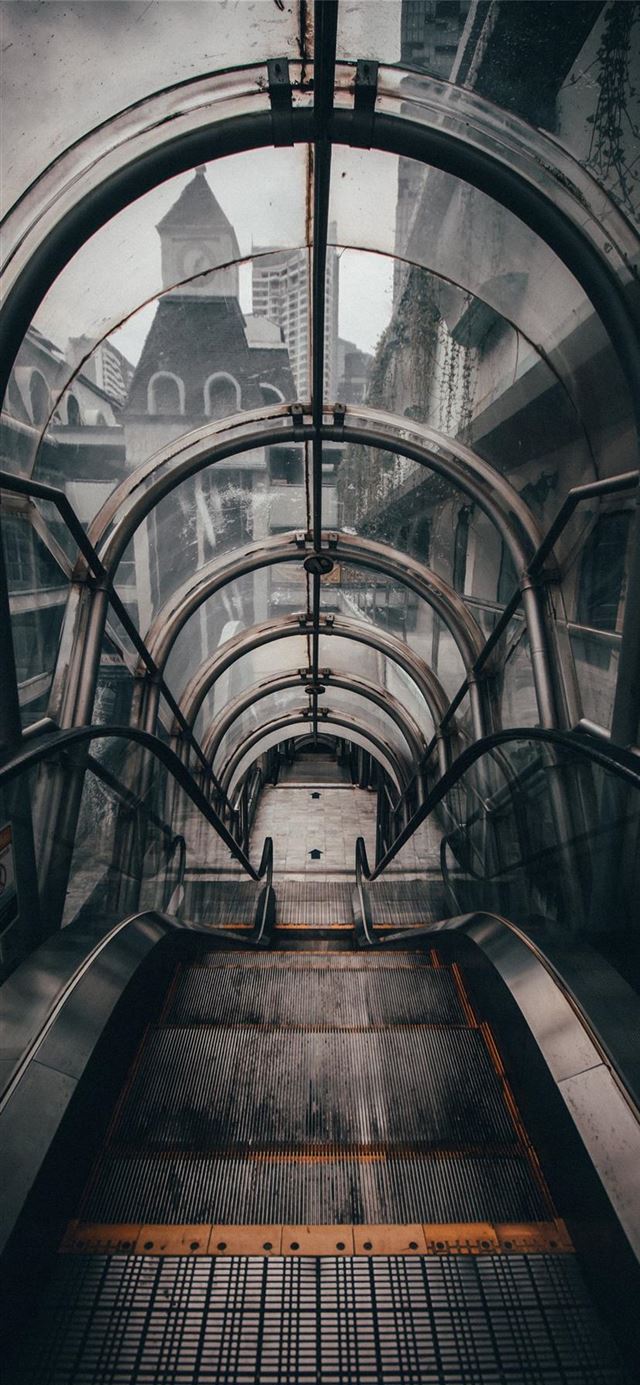 1125x2436 gray empty escalator -  iPhone 11 Wallpaper