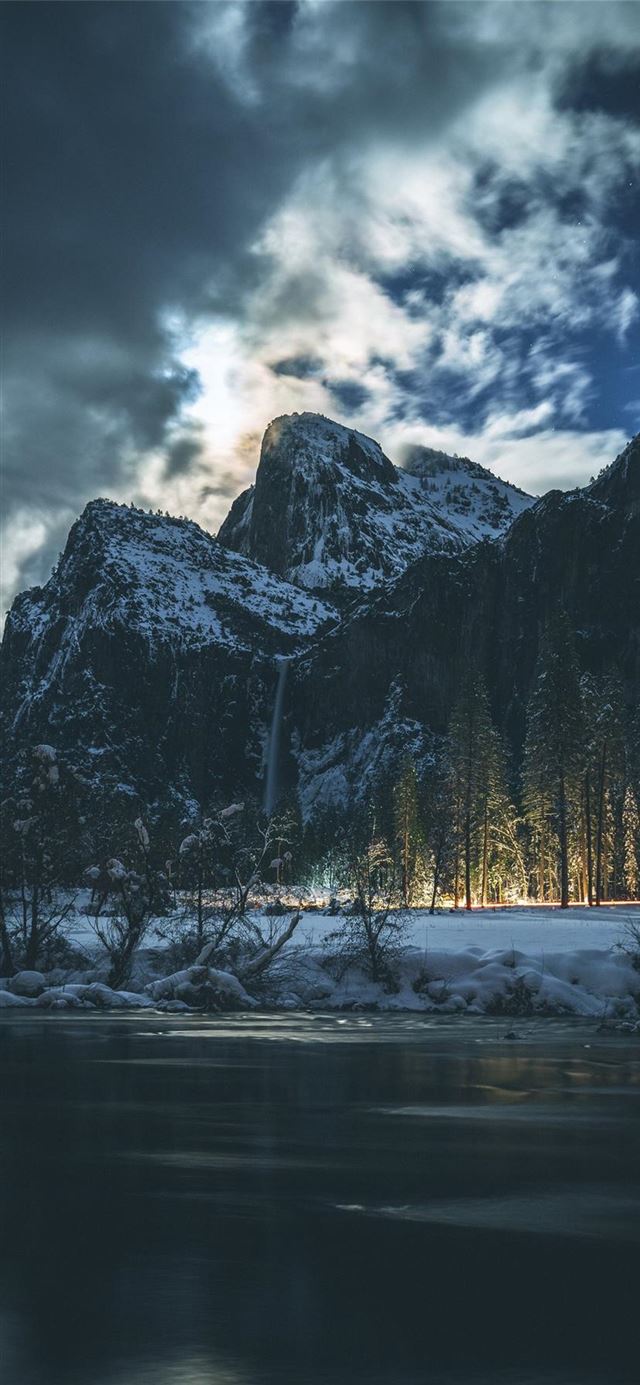 1125x2436 landscape photography of mountain under white sky - plant iPhone 11 Wallpaper