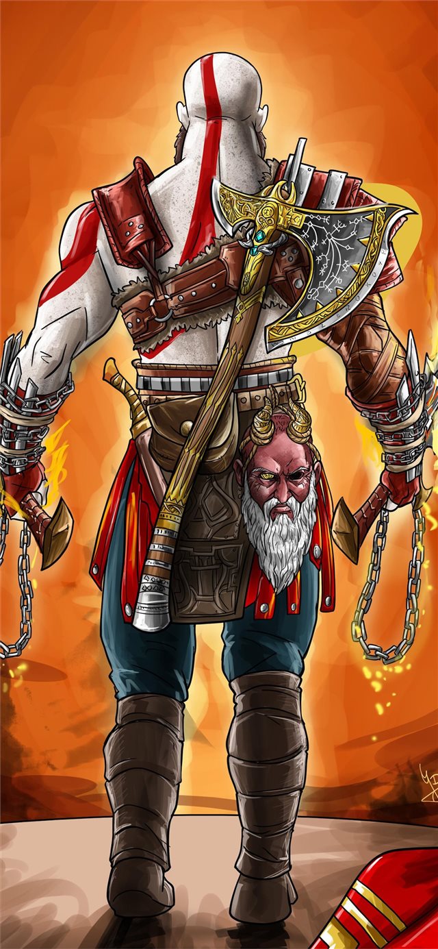 1125x2436 god of war 4 digital art 4k - ps games iPhone 11 Wallpaper