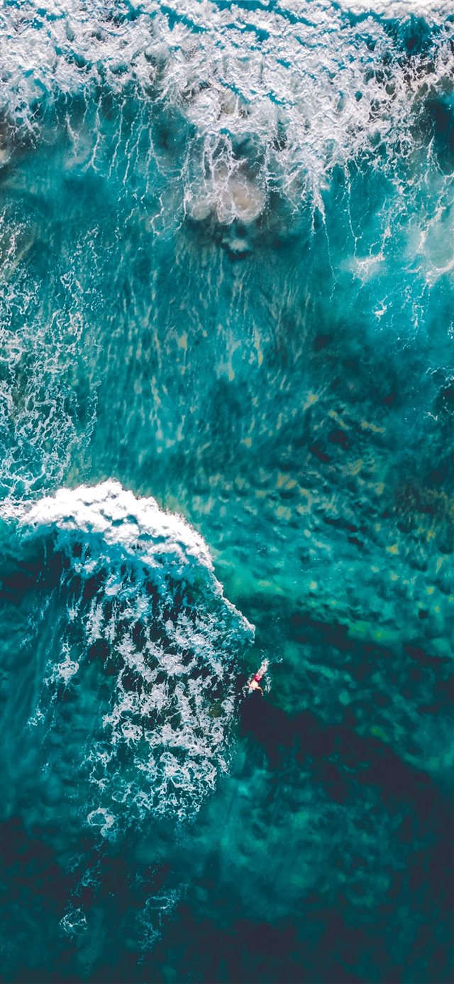 1125x2436 wavy ocean in aerial photography - water iPhone 11 Wallpaper