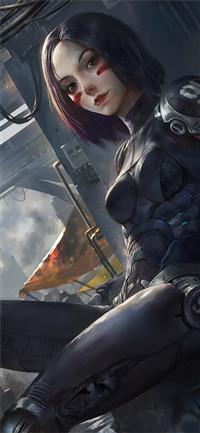 alita battle angel artwork 4k wallpaper