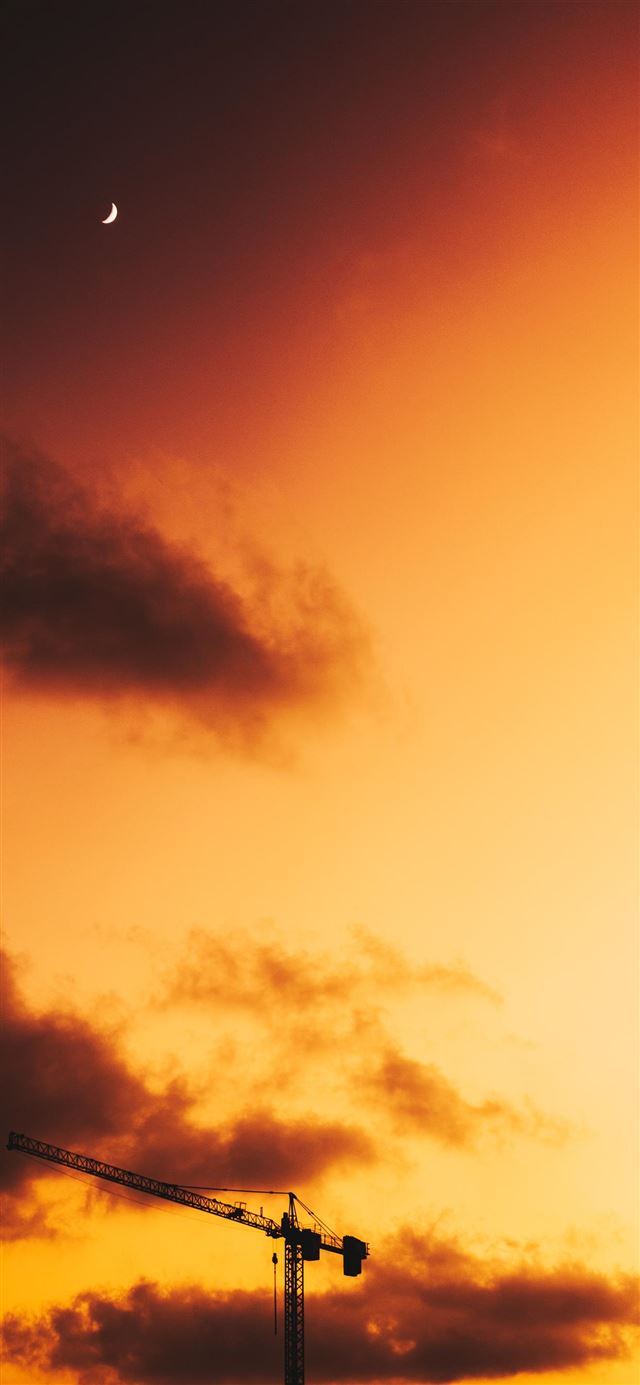1125x2436 industrial crane during golden hour - sunset iPhone 11 Wallpaper
