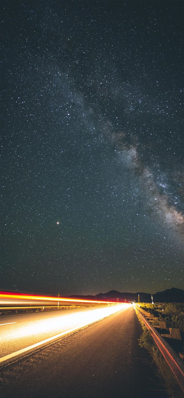 1125x2436 empty gray concrete road at nighttime - light iPhone 11 Wallpaper