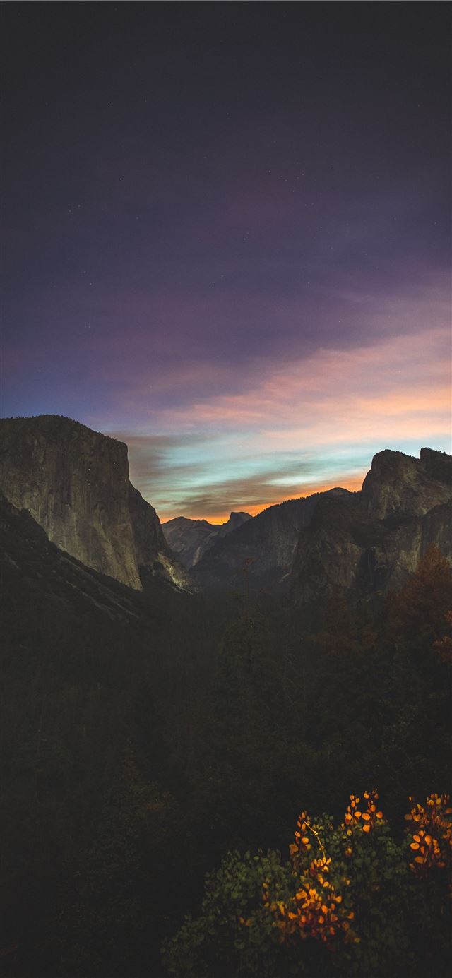 1125x2436 tall mountain in night sky - sunset iPhone 11 Wallpaper