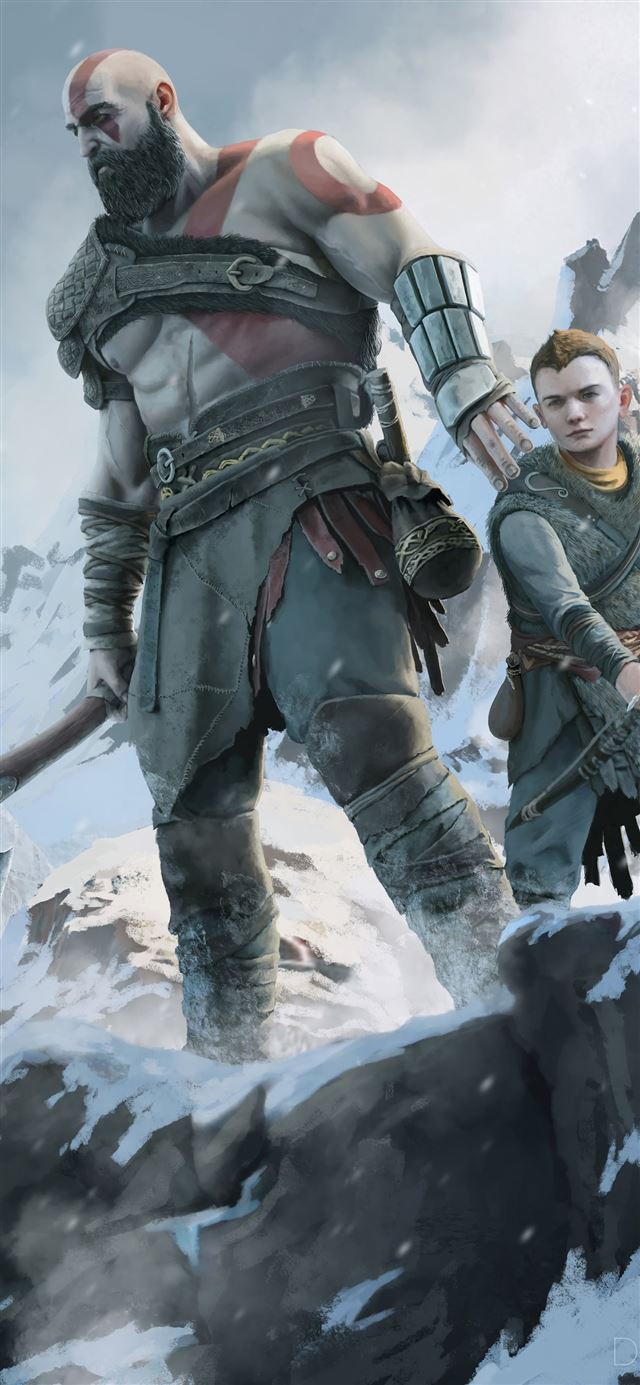 1125x2436 dad and son 4k - god of war iPhone 11 Wallpaper