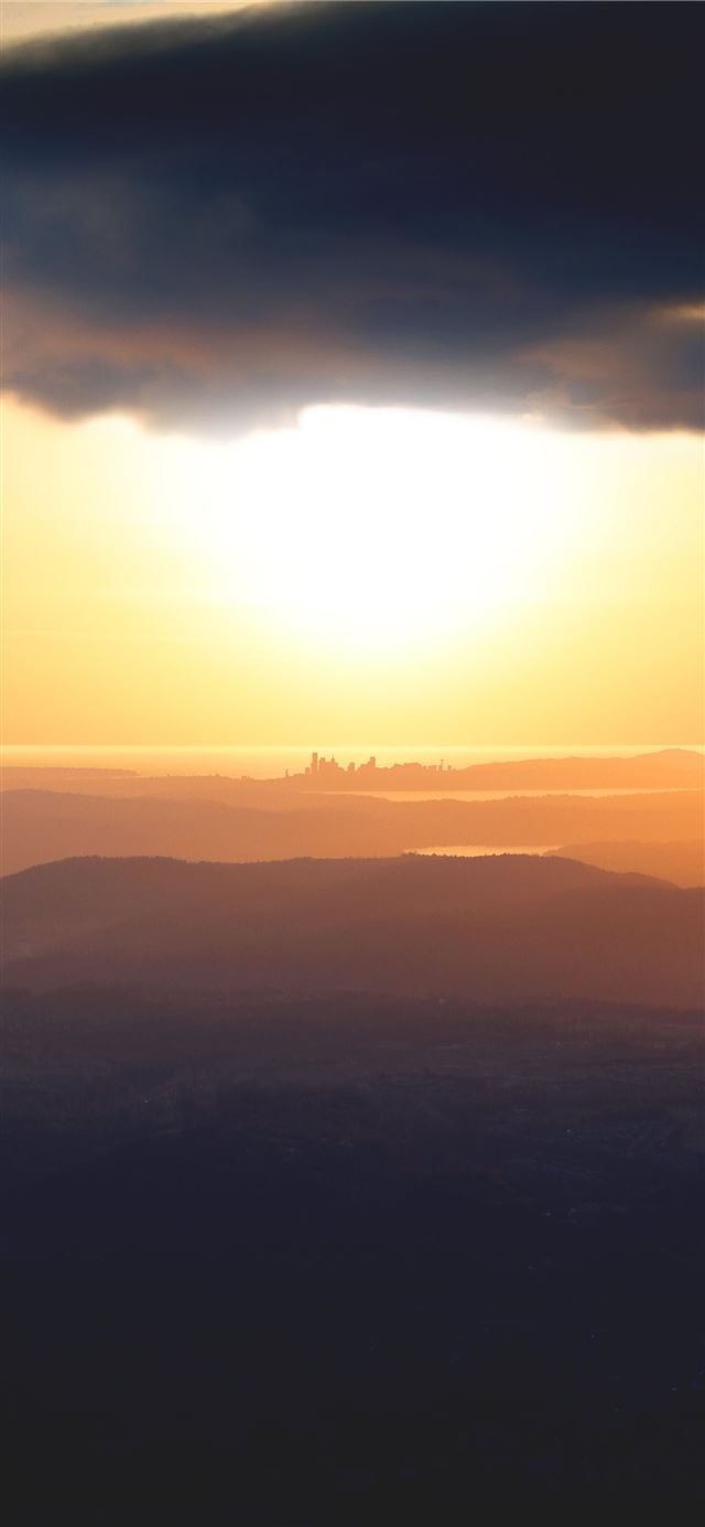 1125x2436 silhouette of mountain during golden hour - sunset iPhone 11 Wallpaper