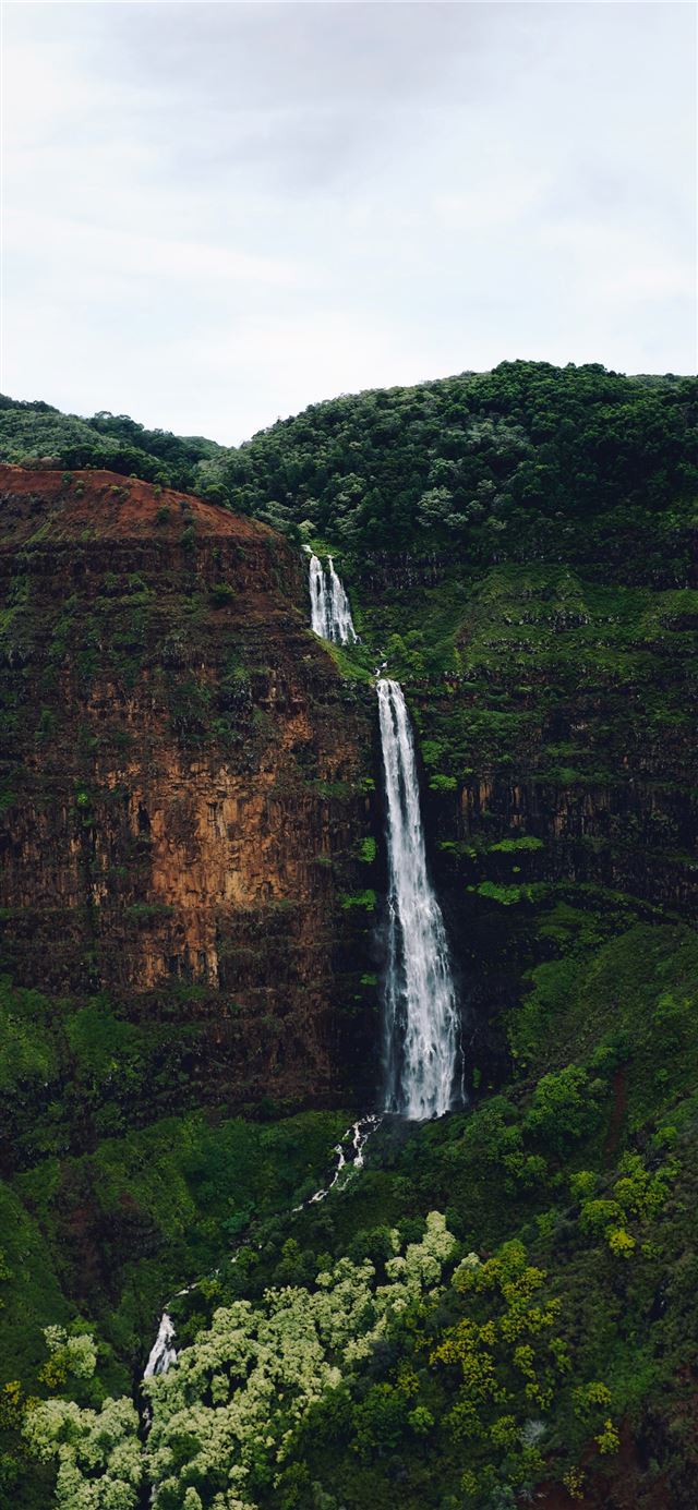 1125x2436 waterfalls at the forest during day - scenery iPhone 11 Wallpaper
