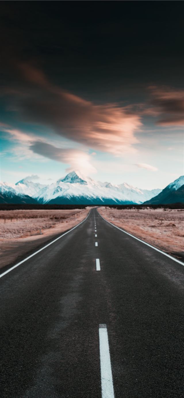 1125x2436 empty road near mountain - grey iPhone 11 Wallpaper