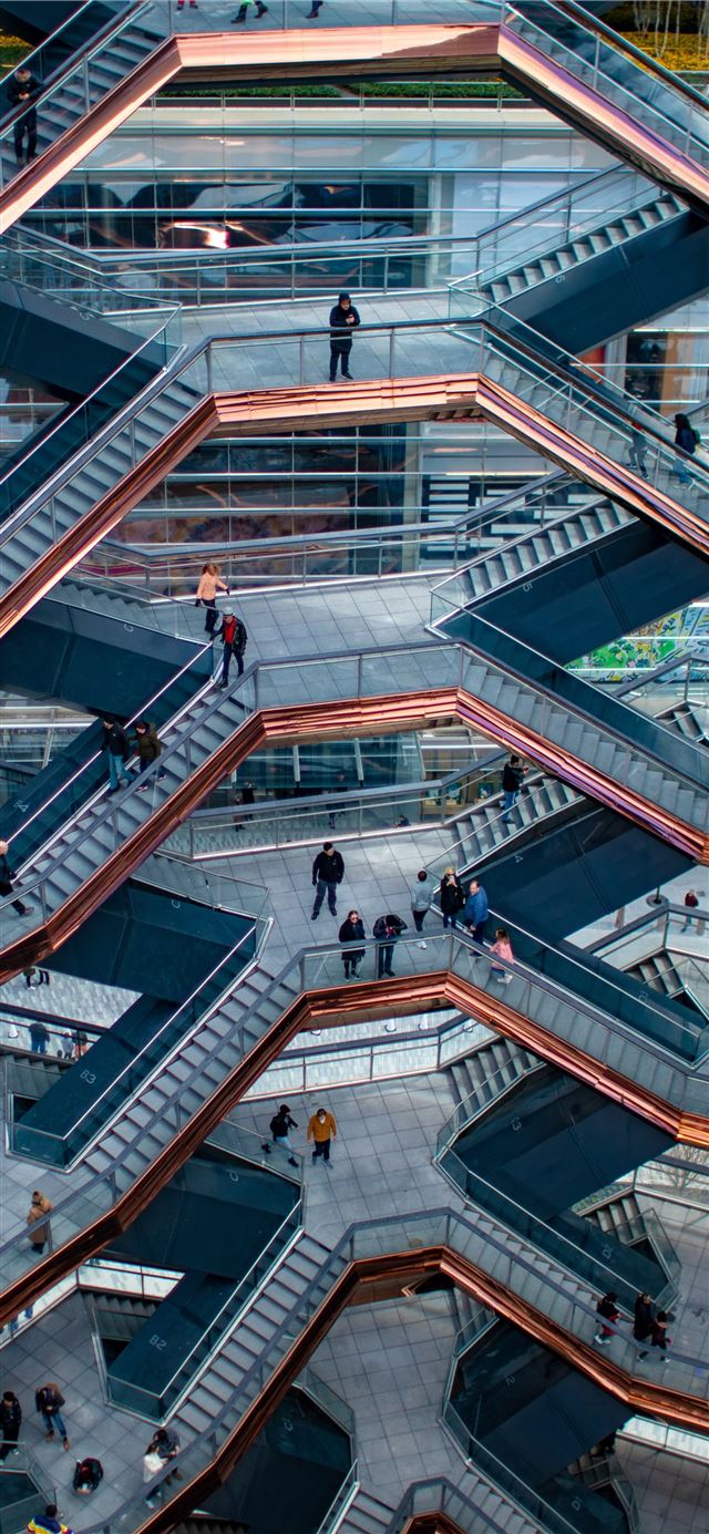 1125x2436 people walking in building - new york city iPhone 11 Wallpaper