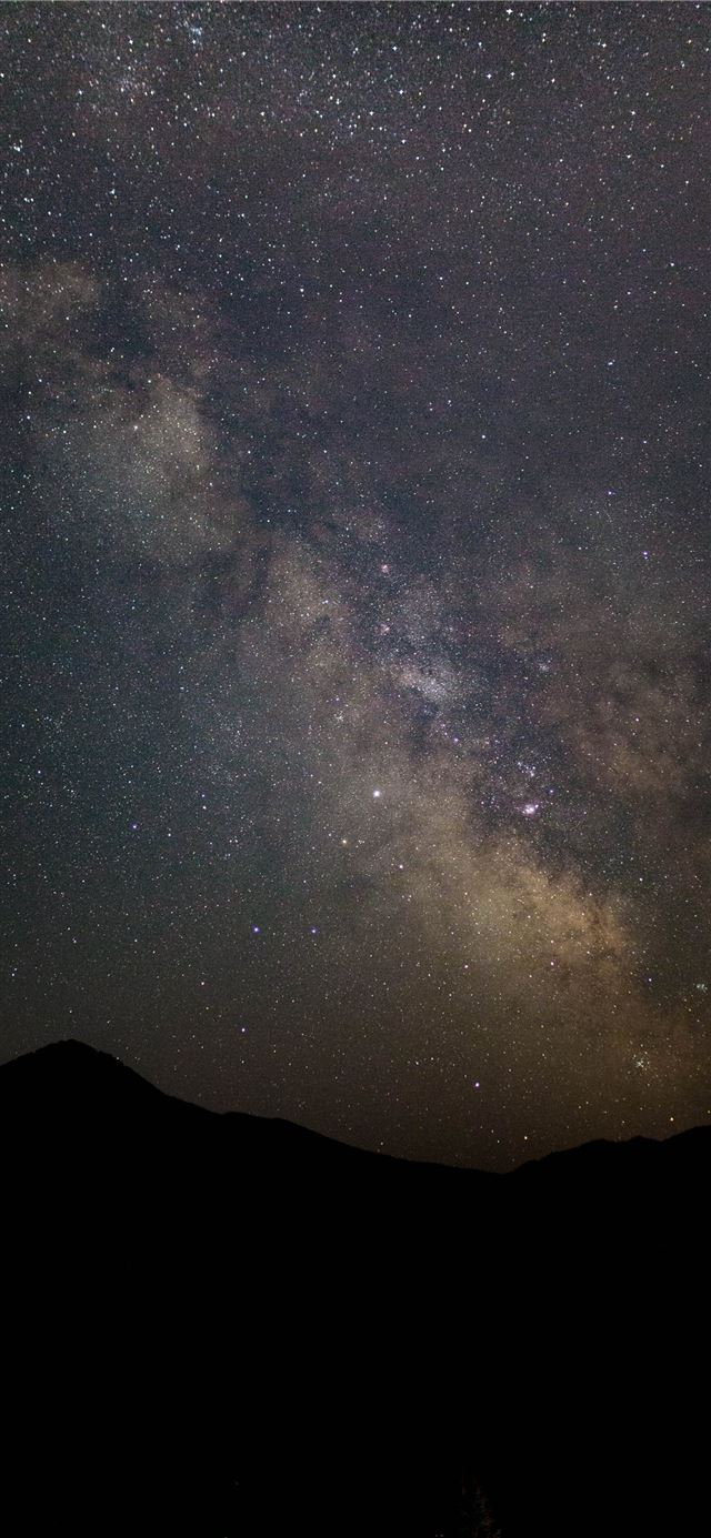 1125x2436 silhouette of mountain under stars - grey iPhone 11 Wallpaper