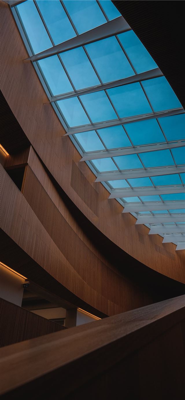 1125x2436 brown wooden interior of a building - blue iPhone 11 Wallpaper