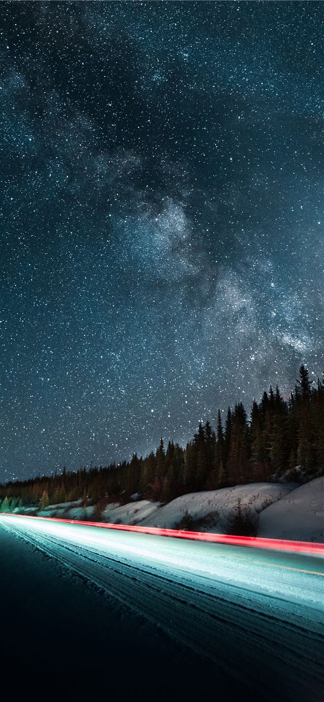 1125x2436 long exposure photography of vehicle light - winter iPhone 11 Wallpaper