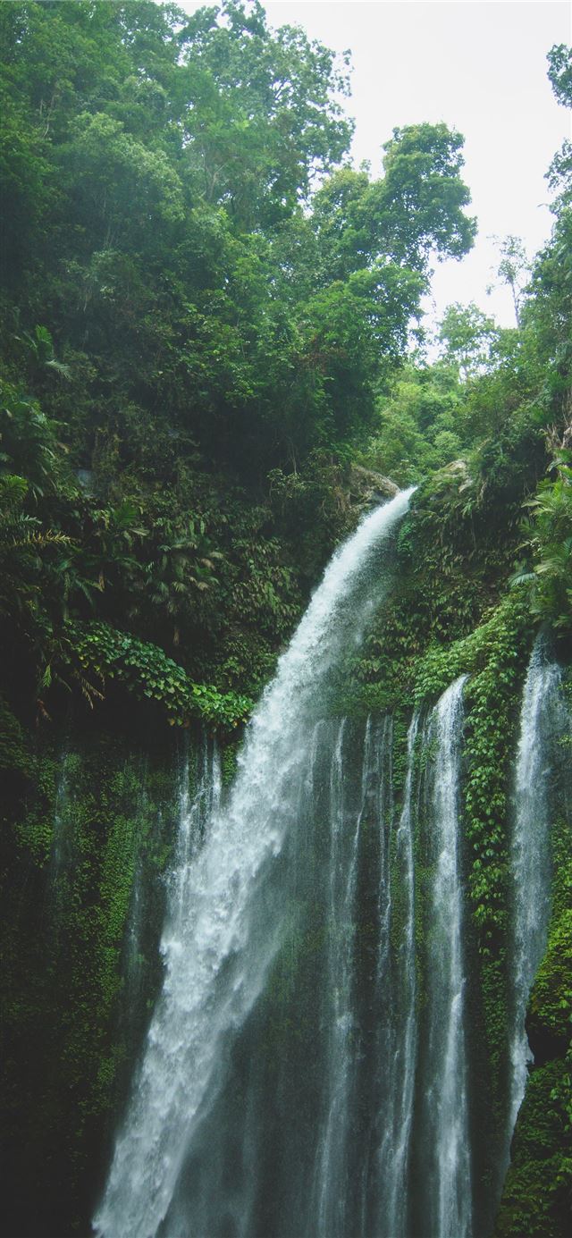 1125x2436 view of waterfall during daytime - indonesia iPhone 11 Wallpaper