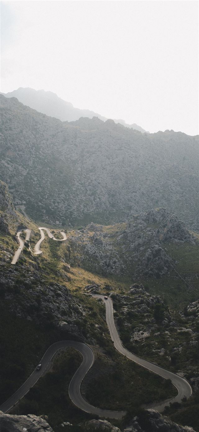 1125x2436 aerial photo of mountains covered by trees - scenery iPhone 11 Wallpaper