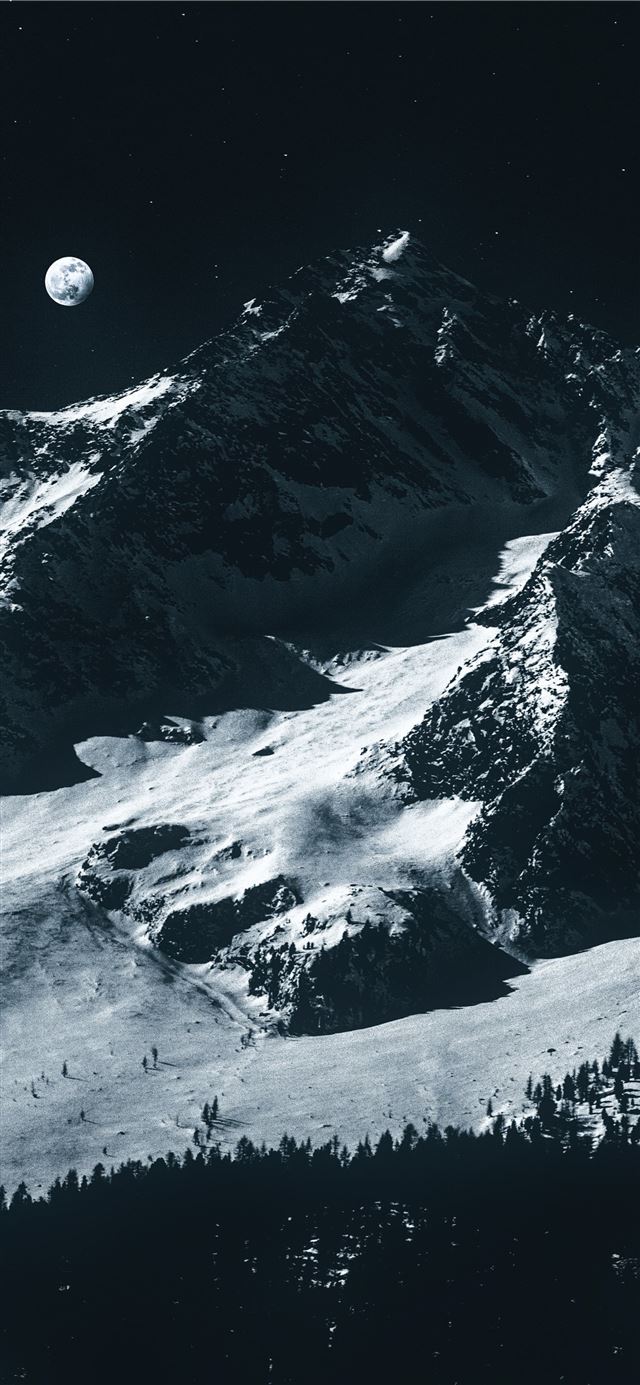 1125x2436 glacier mountains during night - space iPhone 11 Wallpaper