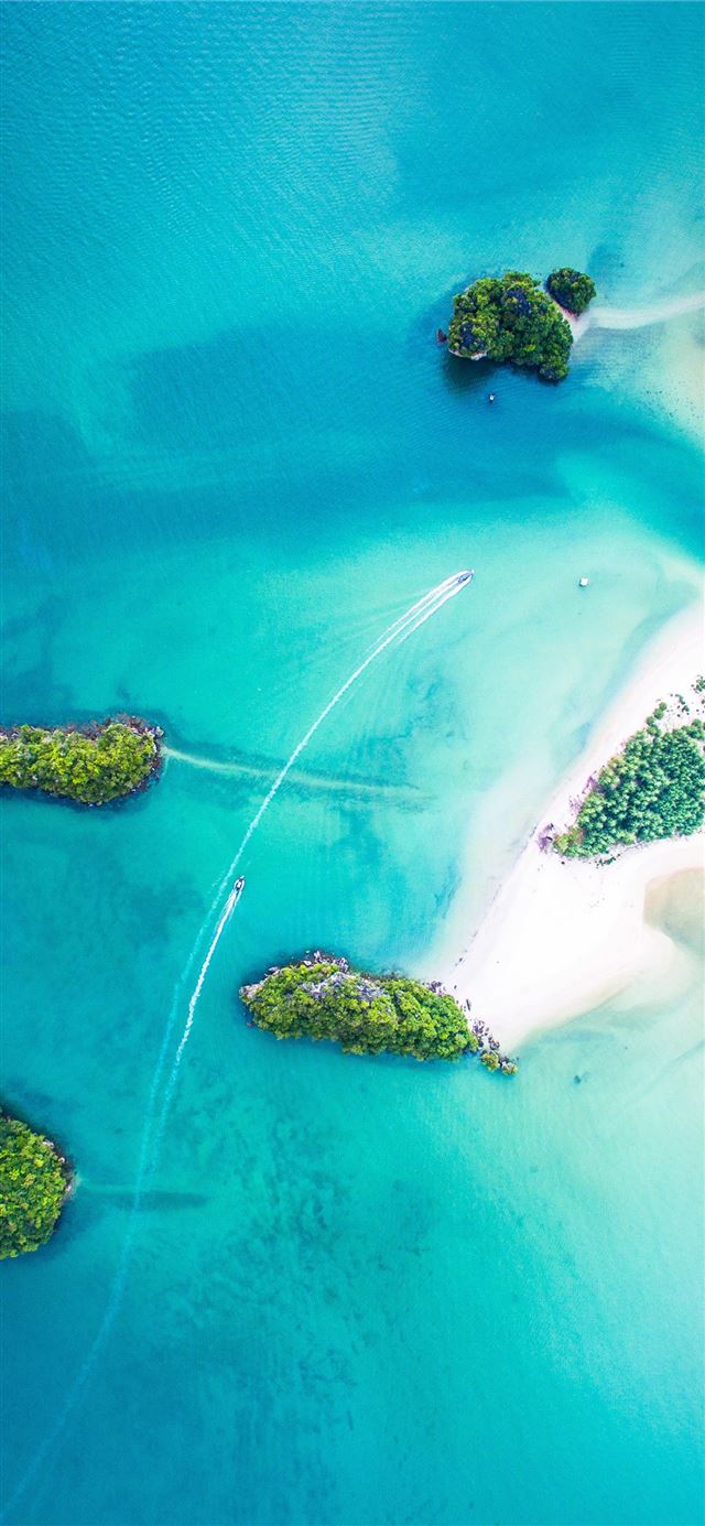 1125x2436 bird's eye view of islands - ocean iPhone 11 Wallpaper