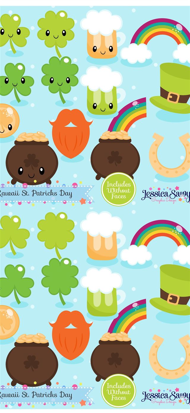 1125x2436 INSTANT DOWNLOAD Kawaii St Patricks Day Clipart an... - st patricks day iPhone 11 Wallpaper