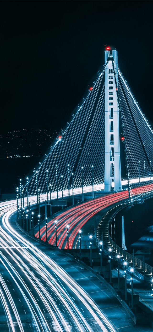 1125x2436 San Francisco bridge during night time - grey iPhone 11 Wallpaper