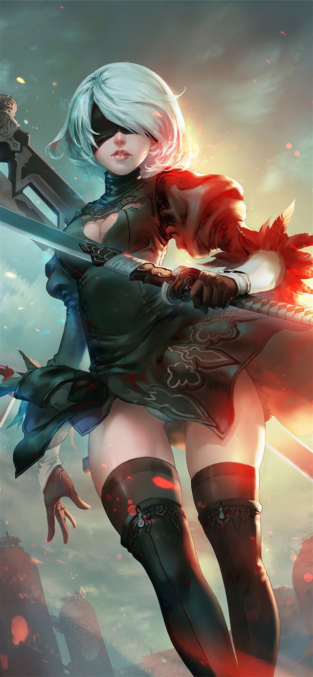 1125x2436 nier automata fan arts 4k -  iPhone 11 Wallpaper