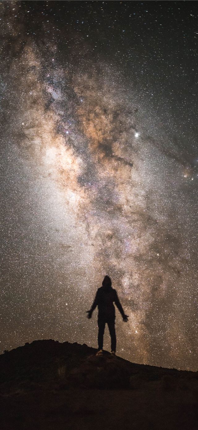 1125x2436 silhouette of a man with the Milky Way background - united states iPhone 11 Wallpaper