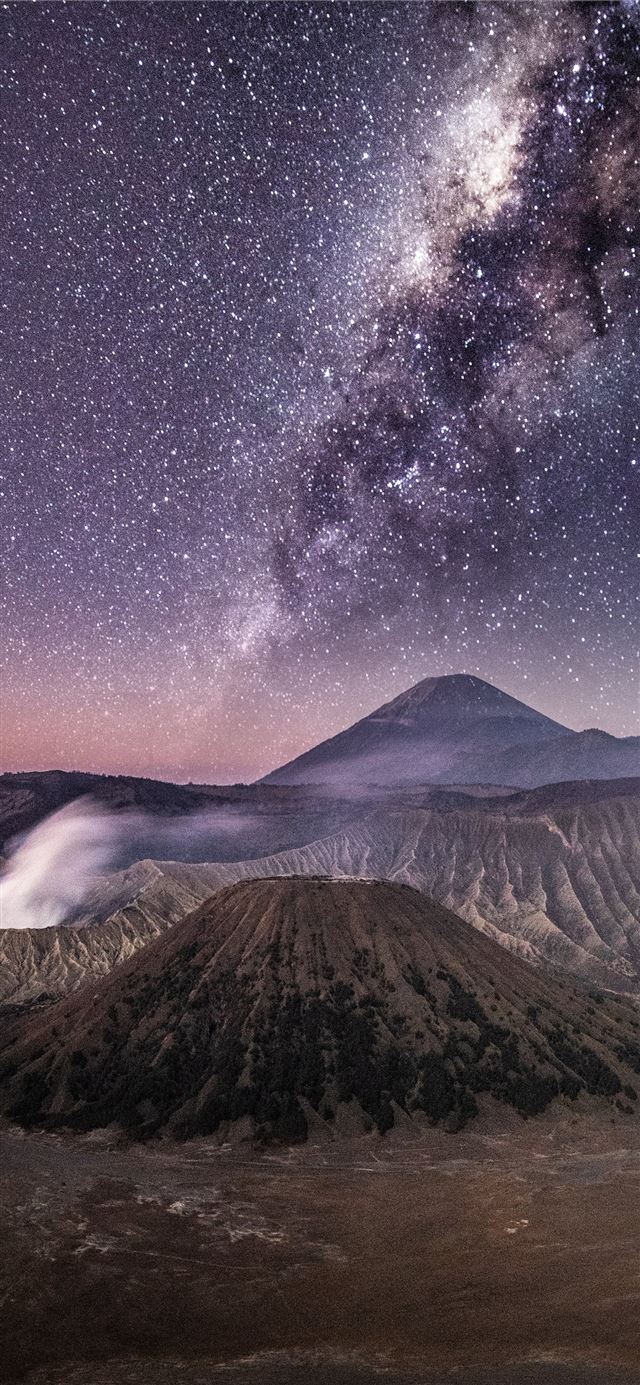 1125x2436 brown volcano under grey sky - indonesia iPhone 11 Wallpaper