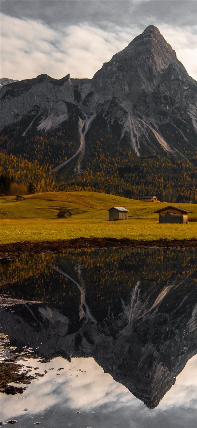 1125x2436 cabins in field - scenery iPhone 11 Wallpaper