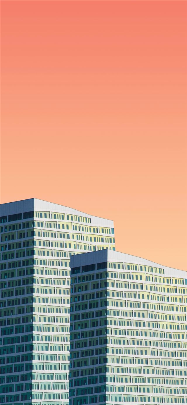 1125x2436 two gray high rise building illustrations - city iPhone 11 Wallpaper