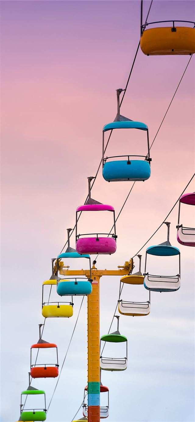 1125x2436 empty multicolored cable cars - color iPhone 11 Wallpaper