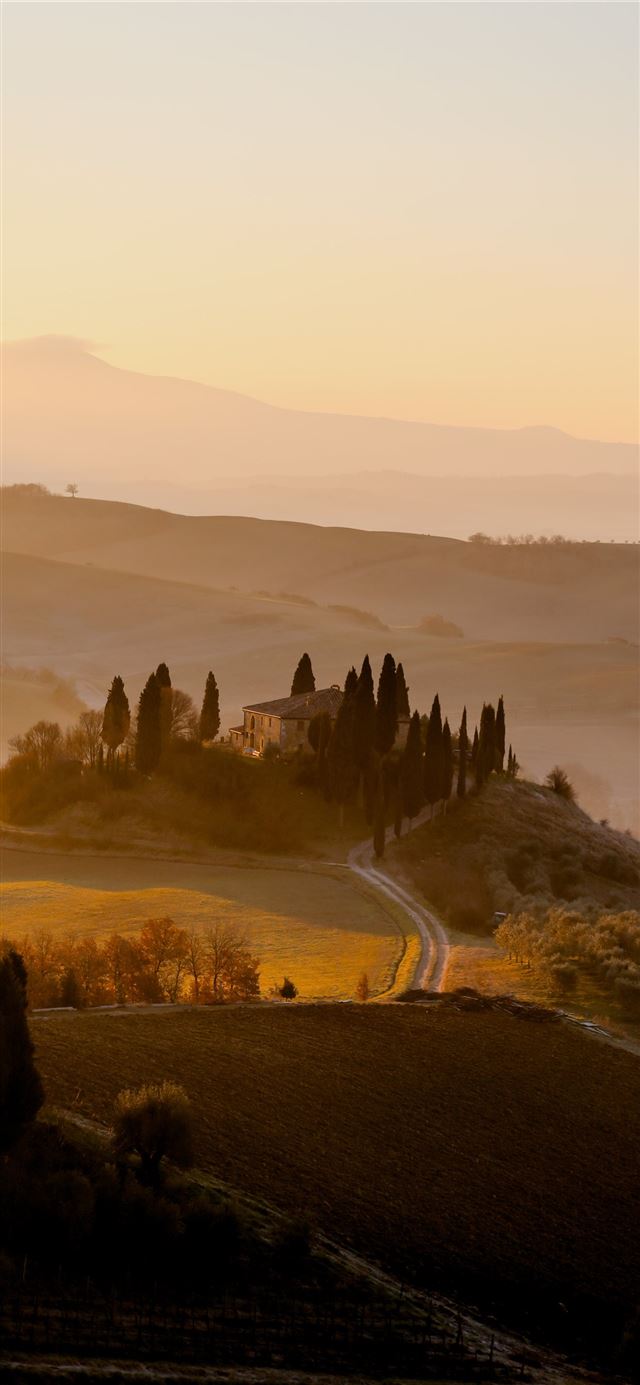 1125x2436 village under clear sky - sunset iPhone 11 Wallpaper