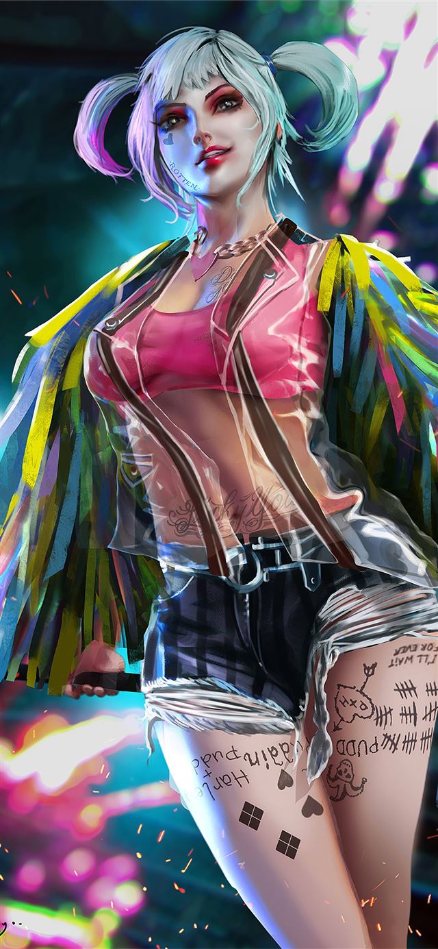1125x2436 birds of prey harley quinn art 4k - harley quinn iPhone 11 Wallpaper