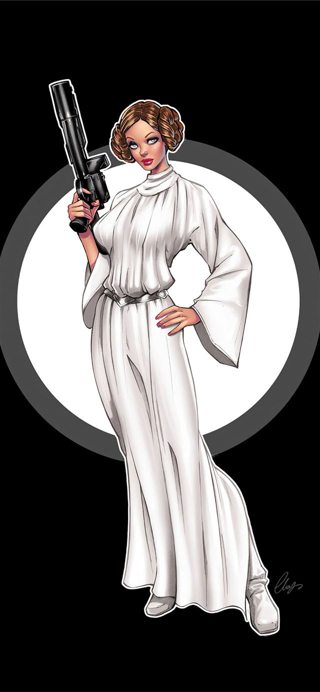 1125x2436 princess leia minimal 4k - dark (black) iPhone 11 Wallpaper