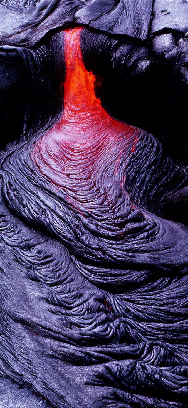 1125x2436 black and red abstract painting - volcano iPhone 11 Wallpaper